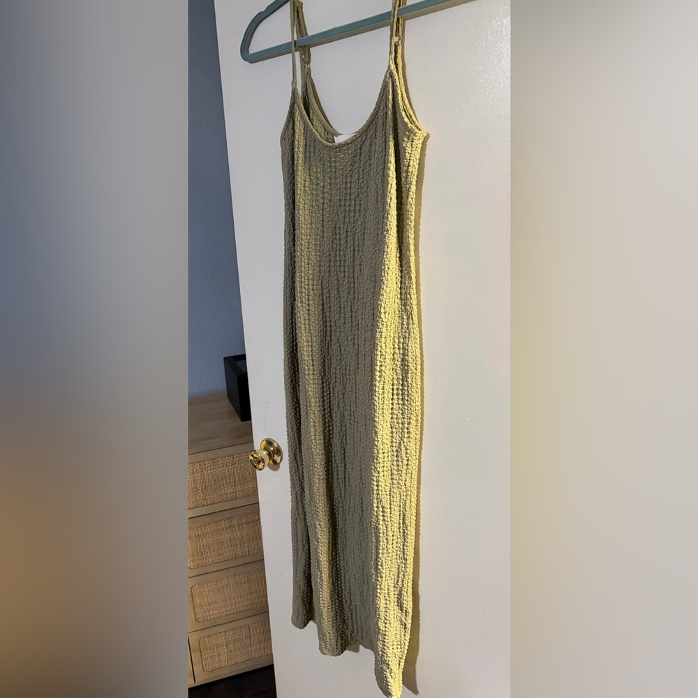 H&M Textured Maxi Dress in Light Olive